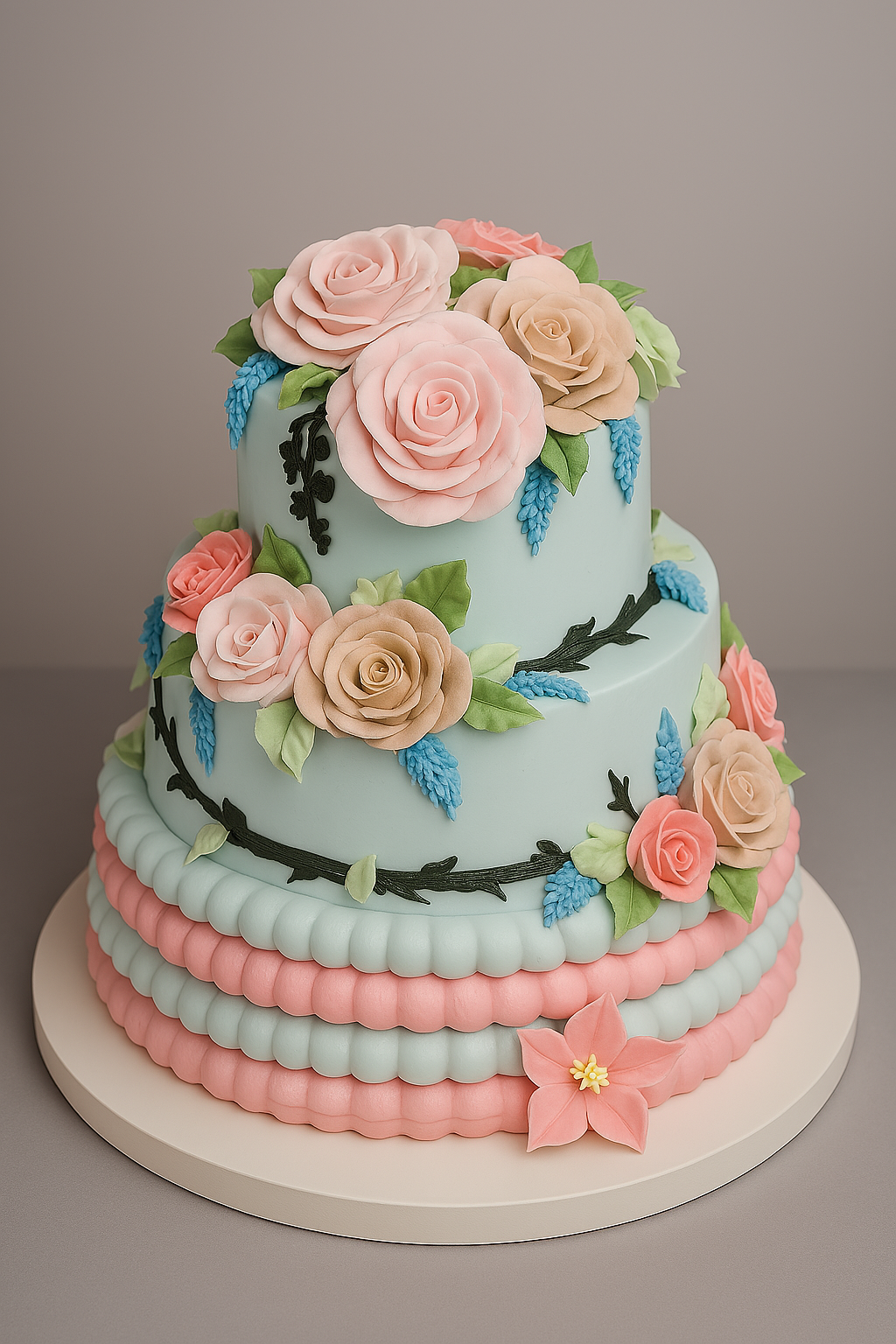 Three Tier Flower Cake
